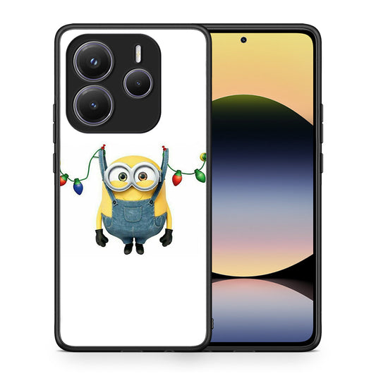 Θήκη Xiaomi Redmi Note 14 5G Xmas Minion Lights από τη Smartfits με σχέδιο στο πίσω μέρος και μαύρο περίβλημα | Xiaomi Redmi Note 14 5G Xmas Minion Lights case with colorful back and black bezels