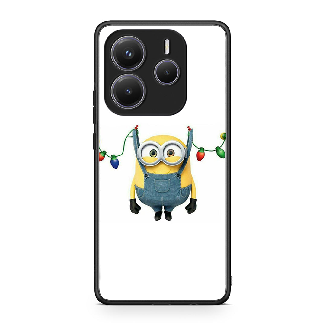 Xiaomi Redmi Note 14 5G Xmas Minion Lights θήκη από τη Smartfits με σχέδιο στο πίσω μέρος και μαύρο περίβλημα | Smartphone case with colorful back and black bezels by Smartfits