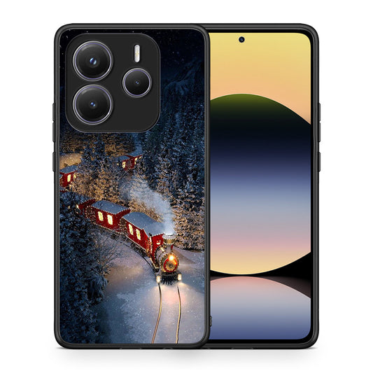 Θήκη Xiaomi Redmi Note 14 5G Xmas Train από τη Smartfits με σχέδιο στο πίσω μέρος και μαύρο περίβλημα | Xiaomi Redmi Note 14 5G Xmas Train case with colorful back and black bezels