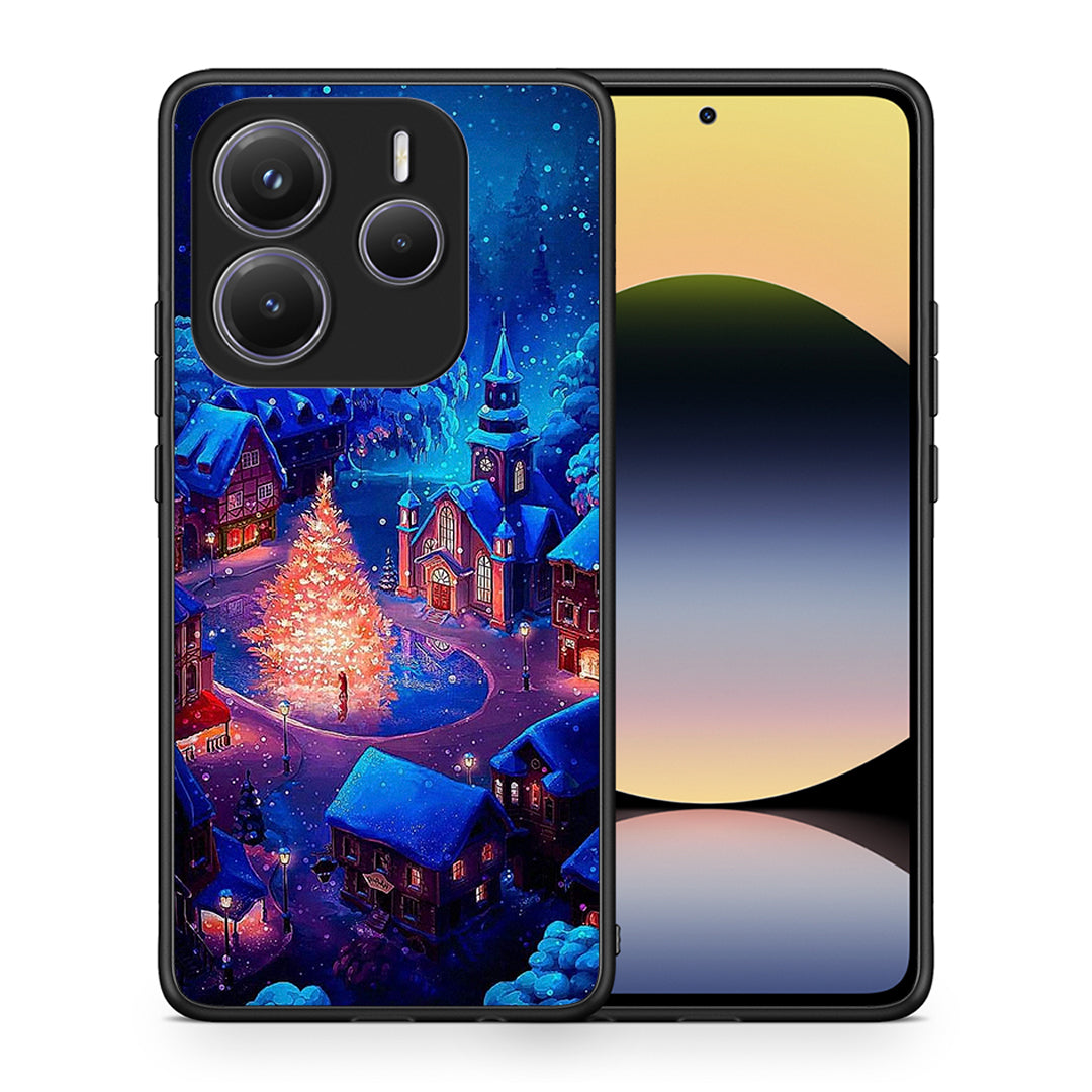 Θήκη Xiaomi Redmi Note 14 5G Xmas Village από τη Smartfits με σχέδιο στο πίσω μέρος και μαύρο περίβλημα | Xiaomi Redmi Note 14 5G Xmas Village case with colorful back and black bezels
