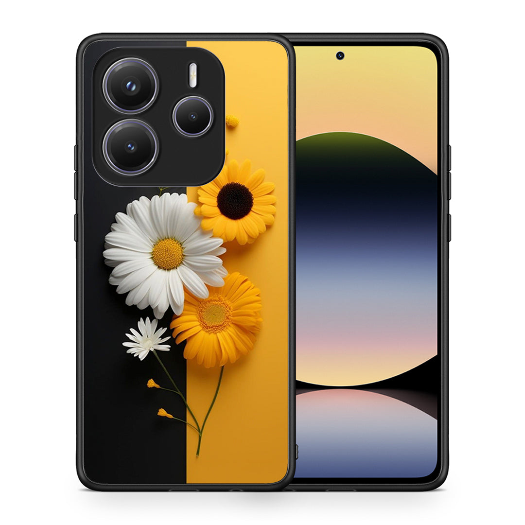 Θήκη Xiaomi Redmi Note 14 5G Yellow Daisies από τη Smartfits με σχέδιο στο πίσω μέρος και μαύρο περίβλημα | Xiaomi Redmi Note 14 5G Yellow Daisies case with colorful back and black bezels