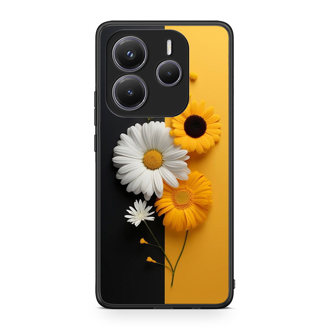 Xiaomi Redmi Note 14 5G Yellow Daisies θήκη από τη Smartfits με σχέδιο στο πίσω μέρος και μαύρο περίβλημα | Smartphone case with colorful back and black bezels by Smartfits