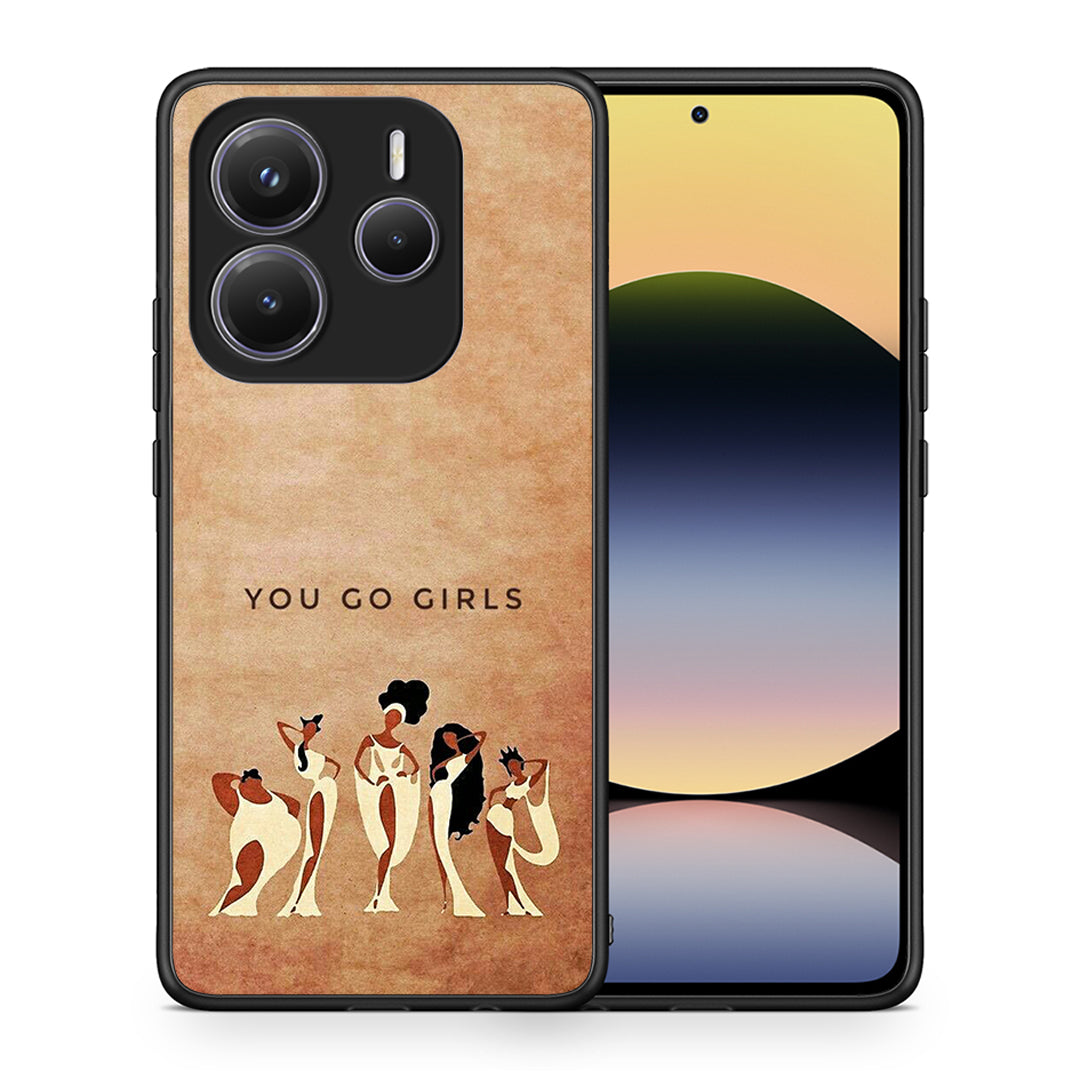 Θήκη Xiaomi Redmi Note 14 5G You Go Girl από τη Smartfits με σχέδιο στο πίσω μέρος και μαύρο περίβλημα | Xiaomi Redmi Note 14 5G You Go Girl case with colorful back and black bezels