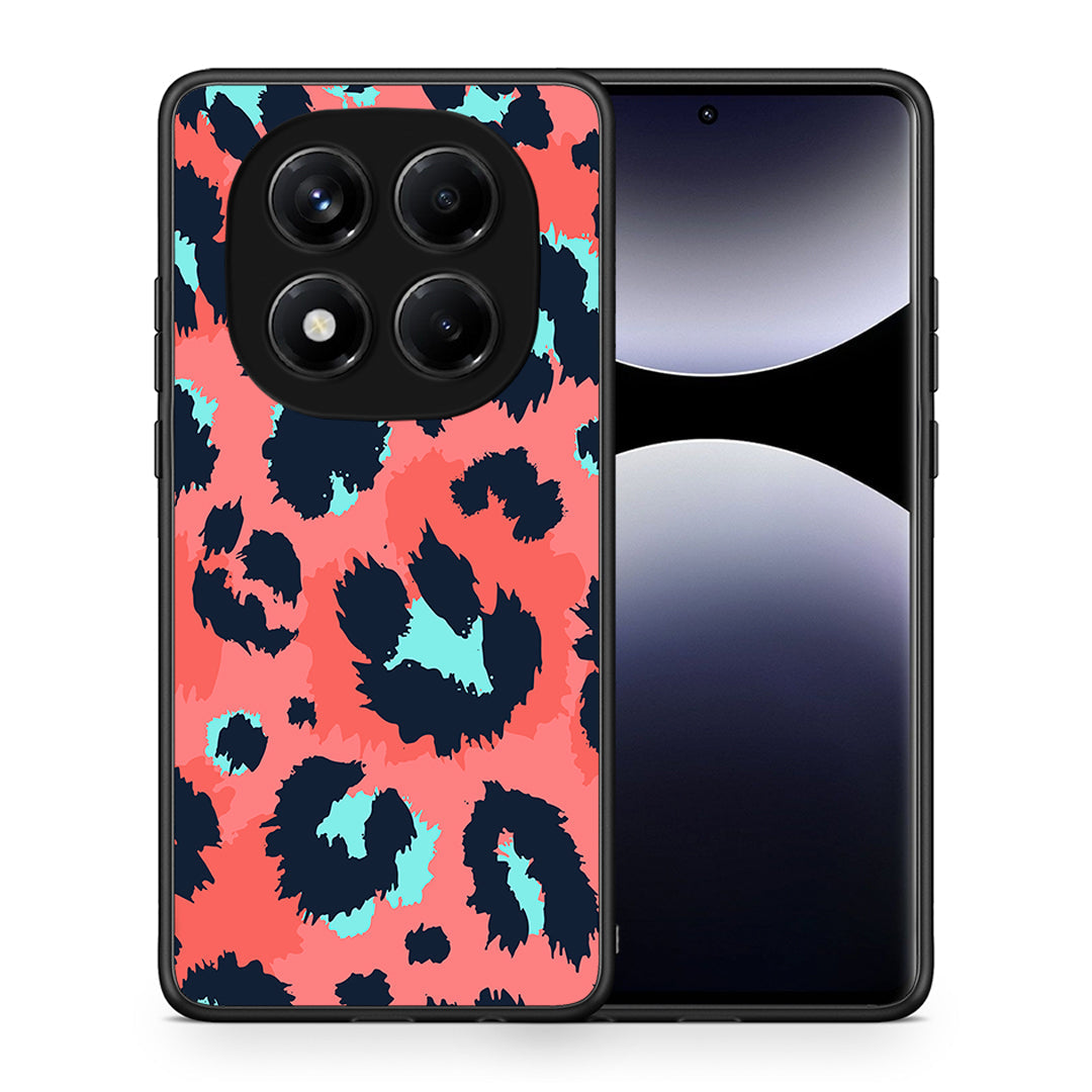 Θήκη Xiaomi Redmi Note 14 Pro 4G Pink Leopard Animal από τη Smartfits με σχέδιο στο πίσω μέρος και μαύρο περίβλημα | Xiaomi Redmi Note 14 Pro 4G Pink Leopard Animal case with colorful back and black bezels