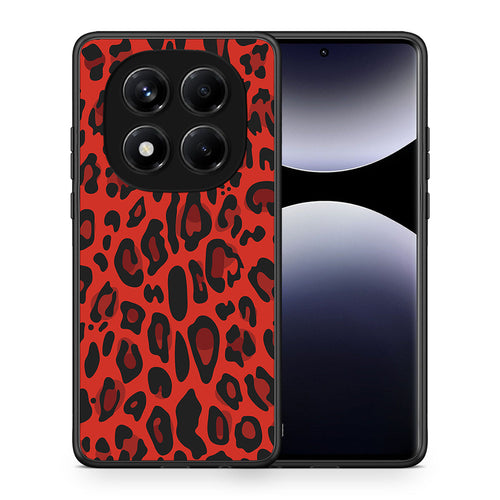 Θήκη Xiaomi Redmi Note 14 Pro 4G Red Leopard Animal από τη Smartfits με σχέδιο στο πίσω μέρος και μαύρο περίβλημα | Xiaomi Redmi Note 14 Pro 4G Red Leopard Animal case with colorful back and black bezels