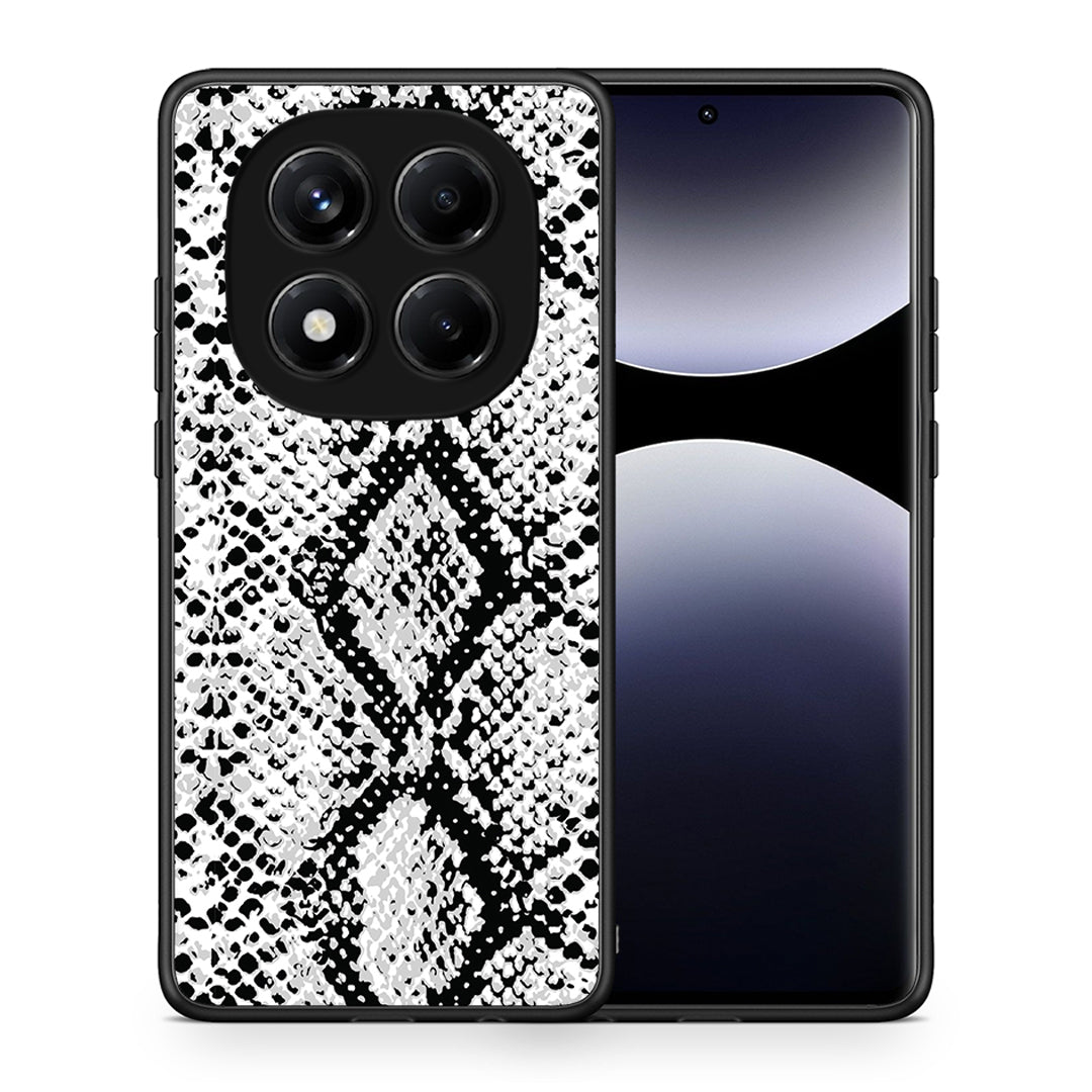 Θήκη Xiaomi Redmi Note 14 Pro 4G White Snake Animal από τη Smartfits με σχέδιο στο πίσω μέρος και μαύρο περίβλημα | Xiaomi Redmi Note 14 Pro 4G White Snake Animal case with colorful back and black bezels