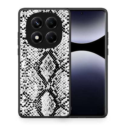 Θήκη Xiaomi Redmi Note 14 Pro 4G White Snake Animal από τη Smartfits με σχέδιο στο πίσω μέρος και μαύρο περίβλημα | Xiaomi Redmi Note 14 Pro 4G White Snake Animal case with colorful back and black bezels