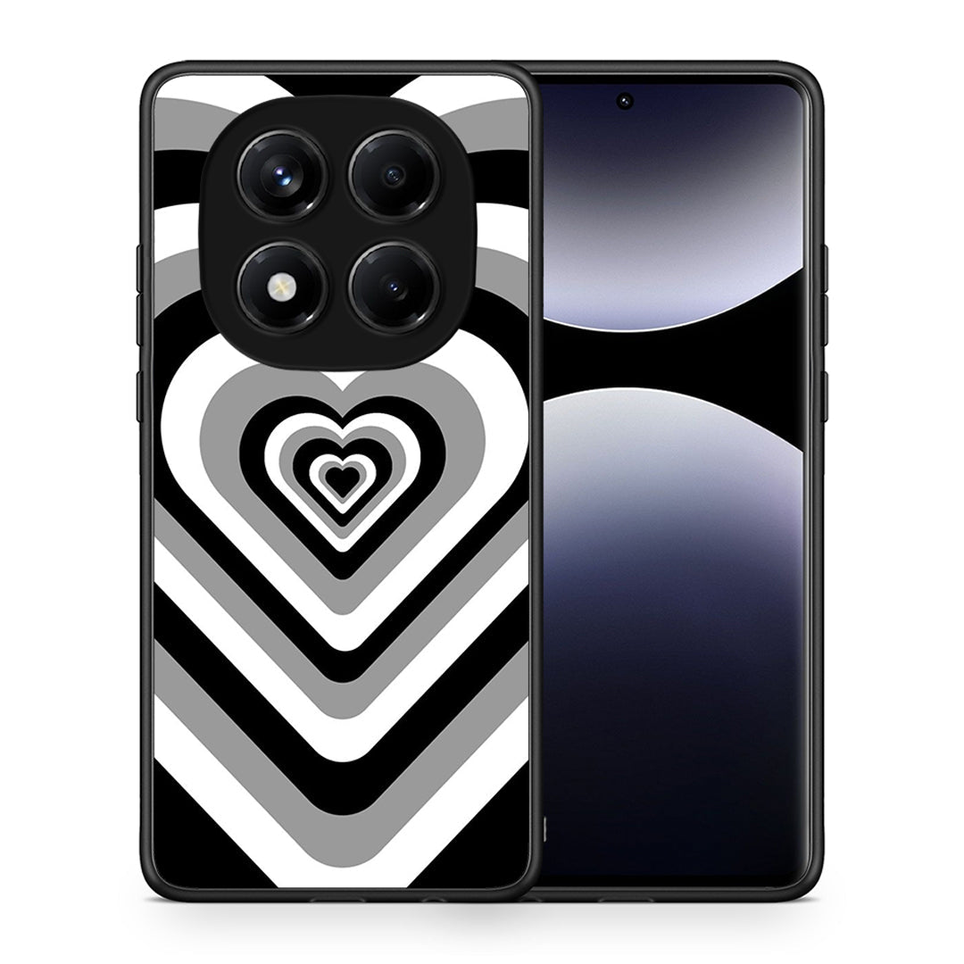 Θήκη Xiaomi Redmi Note 14 Pro 4G Black Hearts από τη Smartfits με σχέδιο στο πίσω μέρος και μαύρο περίβλημα | Xiaomi Redmi Note 14 Pro 4G Black Hearts case with colorful back and black bezels