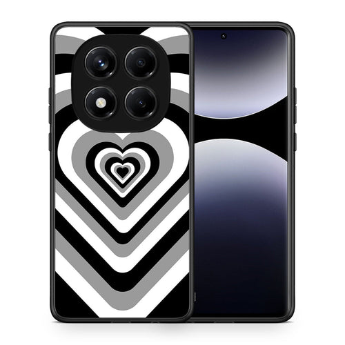 Θήκη Xiaomi Redmi Note 14 Pro 4G Black Hearts από τη Smartfits με σχέδιο στο πίσω μέρος και μαύρο περίβλημα | Xiaomi Redmi Note 14 Pro 4G Black Hearts case with colorful back and black bezels