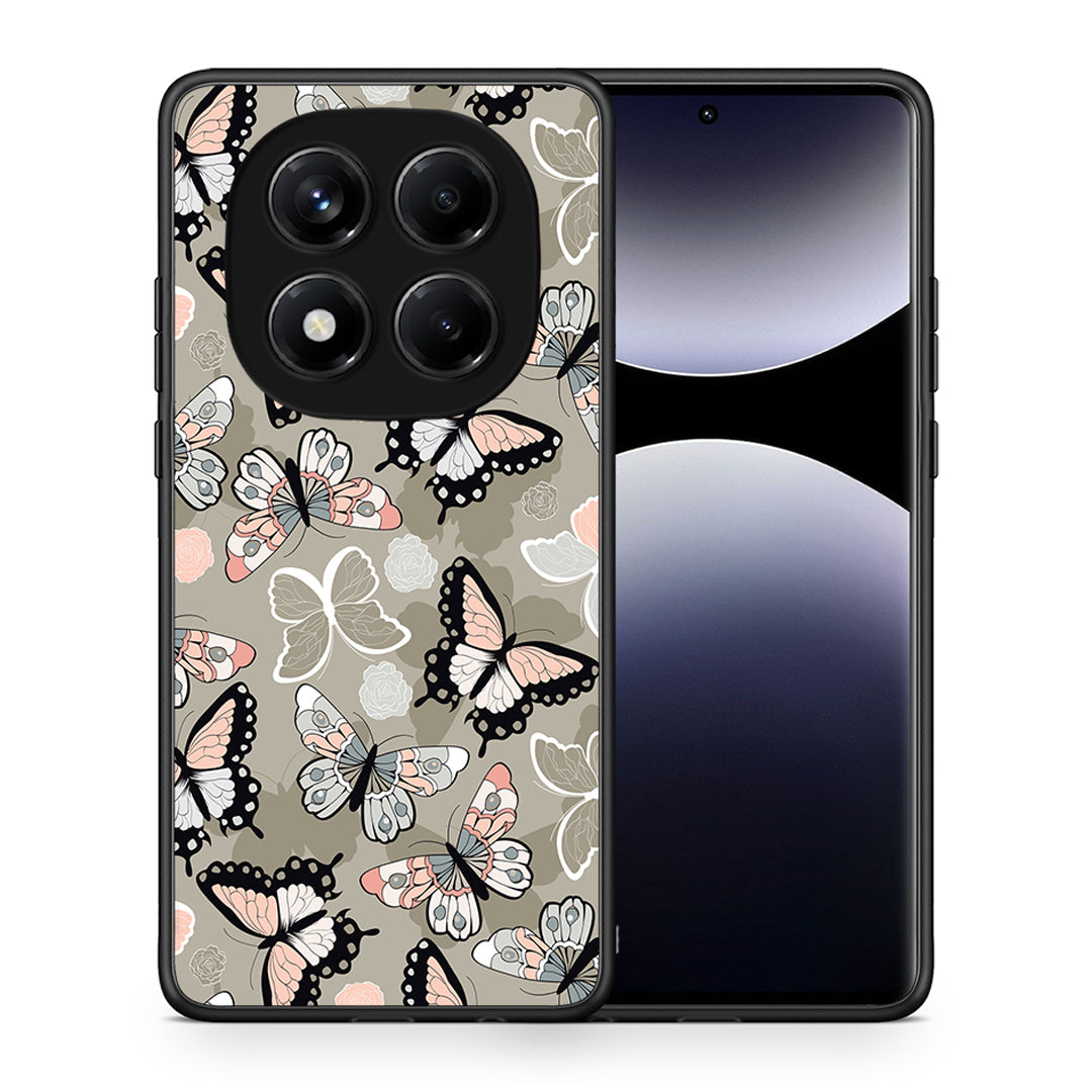 Θήκη Xiaomi Redmi Note 14 Pro 4G Butterflies Boho από τη Smartfits με σχέδιο στο πίσω μέρος και μαύρο περίβλημα | Xiaomi Redmi Note 14 Pro 4G Butterflies Boho case with colorful back and black bezels