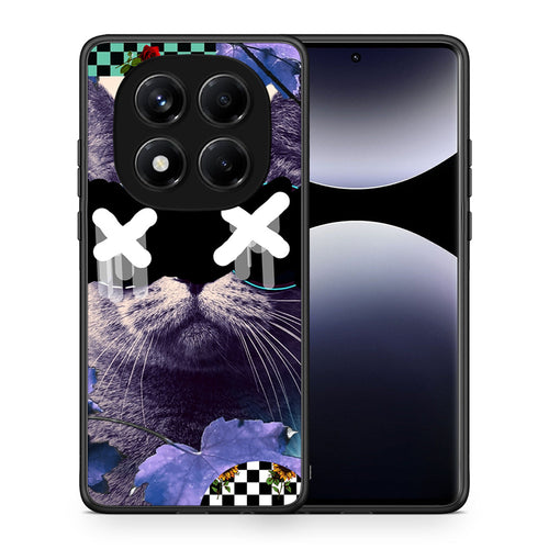 Θήκη Xiaomi Redmi Note 14 Pro 4G Cat Collage από τη Smartfits με σχέδιο στο πίσω μέρος και μαύρο περίβλημα | Xiaomi Redmi Note 14 Pro 4G Cat Collage case with colorful back and black bezels
