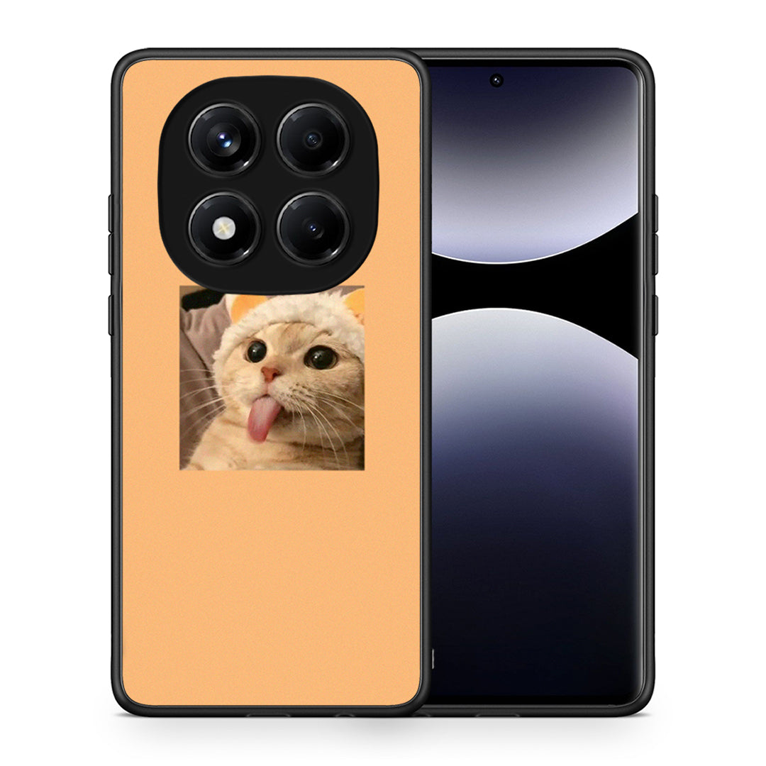 Θήκη Xiaomi Redmi Note 14 Pro 4G Cat Tongue από τη Smartfits με σχέδιο στο πίσω μέρος και μαύρο περίβλημα | Xiaomi Redmi Note 14 Pro 4G Cat Tongue case with colorful back and black bezels