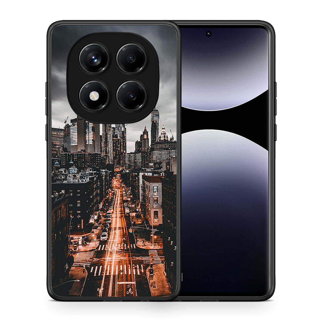 Θήκη Xiaomi Redmi Note 14 Pro 4G City Lights από τη Smartfits με σχέδιο στο πίσω μέρος και μαύρο περίβλημα | Xiaomi Redmi Note 14 Pro 4G City Lights case with colorful back and black bezels