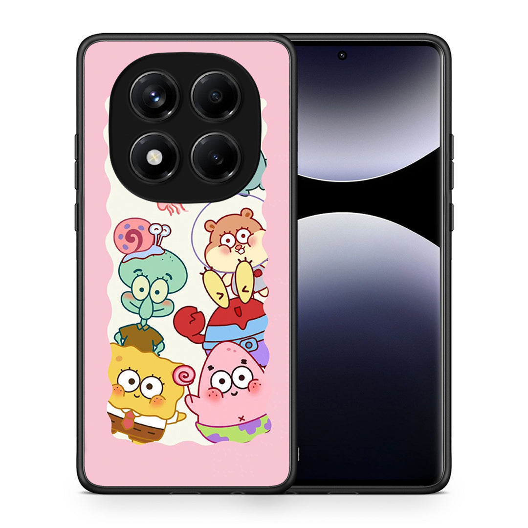 Θήκη Xiaomi Redmi Note 14 Pro 4G Cute Companion από τη Smartfits με σχέδιο στο πίσω μέρος και μαύρο περίβλημα | Xiaomi Redmi Note 14 Pro 4G Cute Companion case with colorful back and black bezels