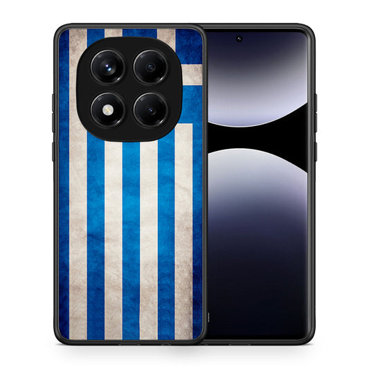 Θήκη Xiaomi Redmi Note 14 Pro 4G Greek Flag από τη Smartfits με σχέδιο στο πίσω μέρος και μαύρο περίβλημα | Xiaomi Redmi Note 14 Pro 4G Greek Flag case with colorful back and black bezels