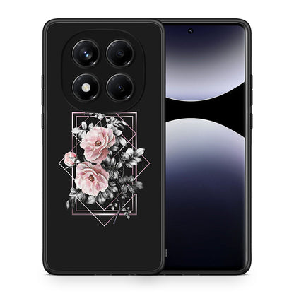 Θήκη Xiaomi Redmi Note 14 Pro 4G Frame Flower από τη Smartfits με σχέδιο στο πίσω μέρος και μαύρο περίβλημα | Xiaomi Redmi Note 14 Pro 4G Frame Flower case with colorful back and black bezels