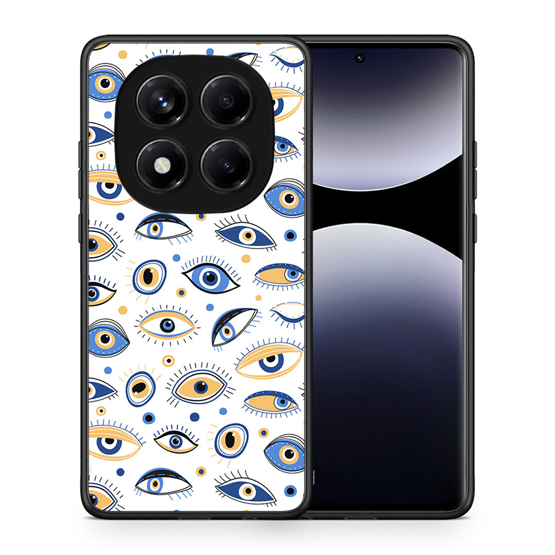 Θήκη Xiaomi Redmi Note 14 Pro 4G Ftou Ftou από τη Smartfits με σχέδιο στο πίσω μέρος και μαύρο περίβλημα | Xiaomi Redmi Note 14 Pro 4G Ftou Ftou case with colorful back and black bezels