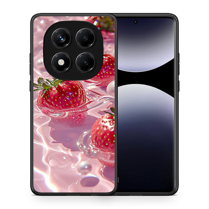 Θήκη Xiaomi Redmi Note 14 Pro 4G Juicy Strawberries από τη Smartfits με σχέδιο στο πίσω μέρος και μαύρο περίβλημα | Xiaomi Redmi Note 14 Pro 4G Juicy Strawberries case with colorful back and black bezels