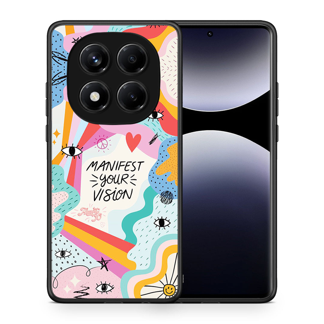 Θήκη Xiaomi Redmi Note 14 Pro 4G Manifest Your Vision από τη Smartfits με σχέδιο στο πίσω μέρος και μαύρο περίβλημα | Xiaomi Redmi Note 14 Pro 4G Manifest Your Vision case with colorful back and black bezels