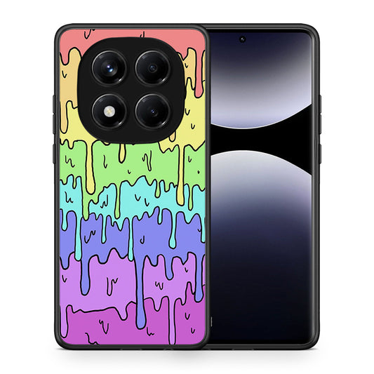 Θήκη Xiaomi Redmi Note 14 Pro 4G Melting Rainbow από τη Smartfits με σχέδιο στο πίσω μέρος και μαύρο περίβλημα | Xiaomi Redmi Note 14 Pro 4G Melting Rainbow case with colorful back and black bezels