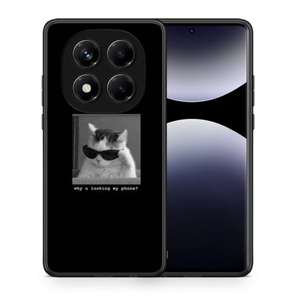 Θήκη Xiaomi Redmi Note 14 Pro 4G Meme Cat από τη Smartfits με σχέδιο στο πίσω μέρος και μαύρο περίβλημα | Xiaomi Redmi Note 14 Pro 4G Meme Cat case with colorful back and black bezels