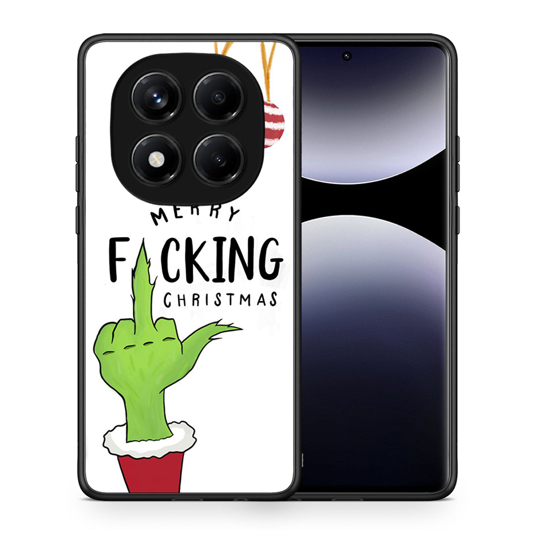 Θήκη Xiaomi Redmi Note 14 Pro 4G Merry F Xmas από τη Smartfits με σχέδιο στο πίσω μέρος και μαύρο περίβλημα | Xiaomi Redmi Note 14 Pro 4G Merry F Xmas case with colorful back and black bezels