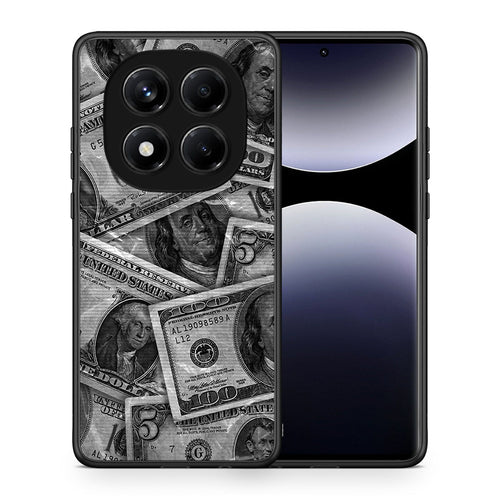 Θήκη Xiaomi Redmi Note 14 Pro 4G Money Dollars από τη Smartfits με σχέδιο στο πίσω μέρος και μαύρο περίβλημα | Xiaomi Redmi Note 14 Pro 4G Money Dollars case with colorful back and black bezels