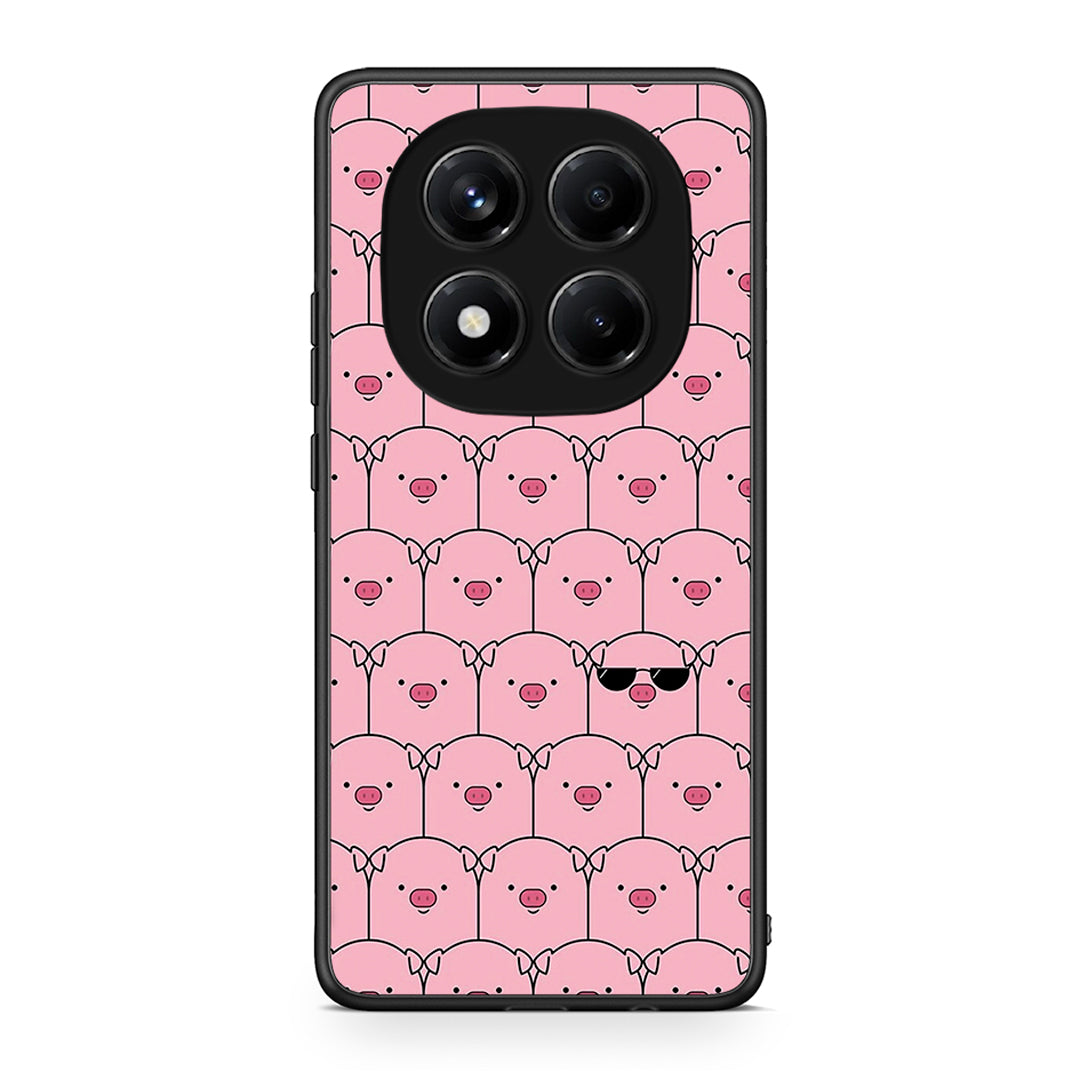 Xiaomi Redmi Note 14 Pro 4G Pig Glasses θήκη από τη Smartfits με σχέδιο στο πίσω μέρος και μαύρο περίβλημα | Smartphone case with colorful back and black bezels by Smartfits