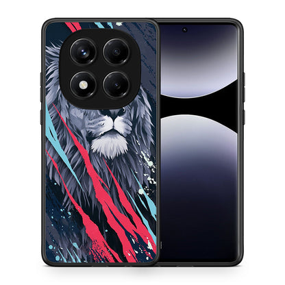 Θήκη Xiaomi Redmi Note 14 Pro 4G Lion Designer PopArt από τη Smartfits με σχέδιο στο πίσω μέρος και μαύρο περίβλημα | Xiaomi Redmi Note 14 Pro 4G Lion Designer PopArt case with colorful back and black bezels