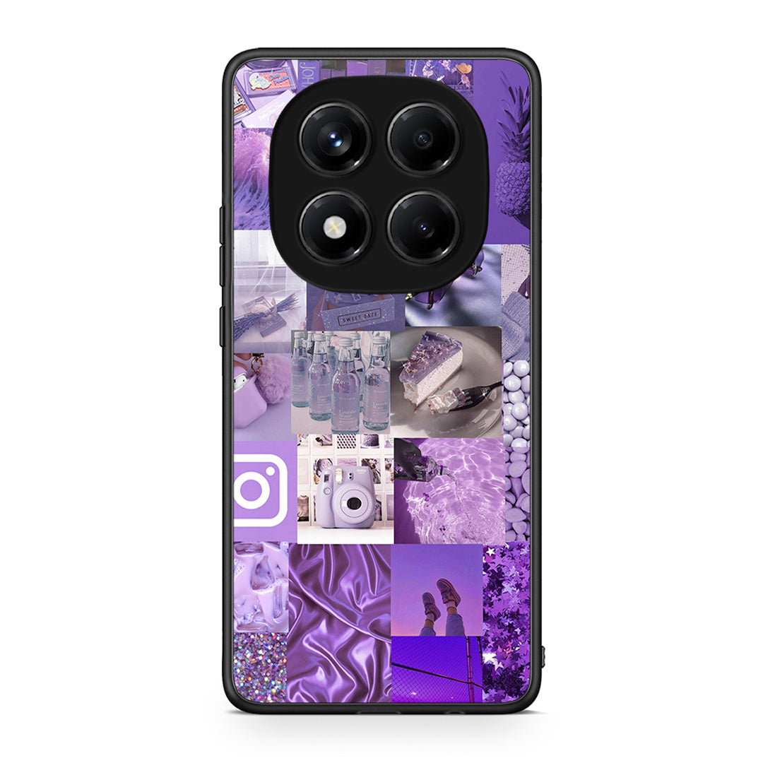 Xiaomi Redmi Note 14 Pro 4G Purple Aesthetic Collage θήκη από τη Smartfits με σχέδιο στο πίσω μέρος και μαύρο περίβλημα | Smartphone case with colorful back and black bezels by Smartfits