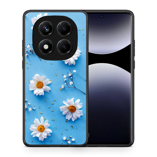 Θήκη Xiaomi Redmi Note 14 Pro 4G Real Daisies από τη Smartfits με σχέδιο στο πίσω μέρος και μαύρο περίβλημα | Xiaomi Redmi Note 14 Pro 4G Real Daisies case with colorful back and black bezels