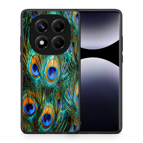 Θήκη Xiaomi Redmi Note 14 Pro 4G Real Peacock Feathers από τη Smartfits με σχέδιο στο πίσω μέρος και μαύρο περίβλημα | Xiaomi Redmi Note 14 Pro 4G Real Peacock Feathers case with colorful back and black bezels