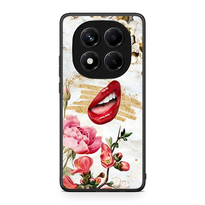 Xiaomi Redmi Note 14 Pro 4G Red Lips θήκη από τη Smartfits με σχέδιο στο πίσω μέρος και μαύρο περίβλημα | Smartphone case with colorful back and black bezels by Smartfits
