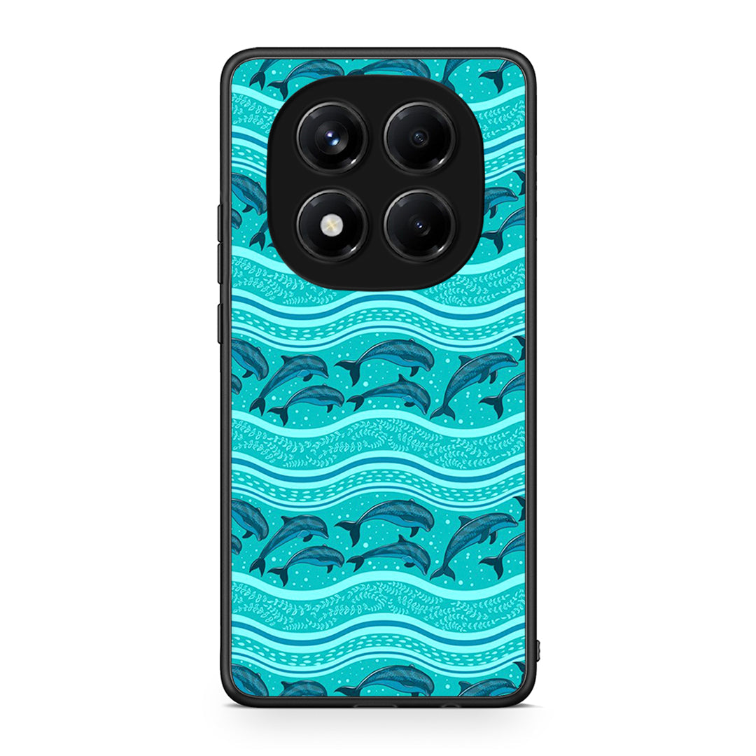 Xiaomi Redmi Note 14 Pro 4G Swimming Dolphins θήκη από τη Smartfits με σχέδιο στο πίσω μέρος και μαύρο περίβλημα | Smartphone case with colorful back and black bezels by Smartfits