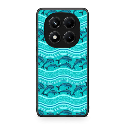 Xiaomi Redmi Note 14 Pro 4G Swimming Dolphins θήκη από τη Smartfits με σχέδιο στο πίσω μέρος και μαύρο περίβλημα | Smartphone case with colorful back and black bezels by Smartfits