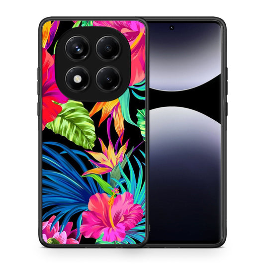 Θήκη Xiaomi Redmi Note 14 Pro 4G Tropical Flowers από τη Smartfits με σχέδιο στο πίσω μέρος και μαύρο περίβλημα | Xiaomi Redmi Note 14 Pro 4G Tropical Flowers case with colorful back and black bezels