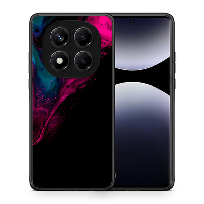Θήκη Xiaomi Redmi Note 14 Pro 4G Pink Black Watercolor από τη Smartfits με σχέδιο στο πίσω μέρος και μαύρο περίβλημα | Xiaomi Redmi Note 14 Pro 4G Pink Black Watercolor case with colorful back and black bezels