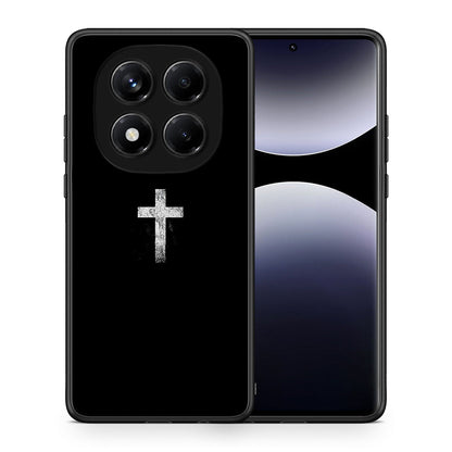 Θήκη Xiaomi Redmi Note 14 Pro 4G White Cross από τη Smartfits με σχέδιο στο πίσω μέρος και μαύρο περίβλημα | Xiaomi Redmi Note 14 Pro 4G White Cross case with colorful back and black bezels