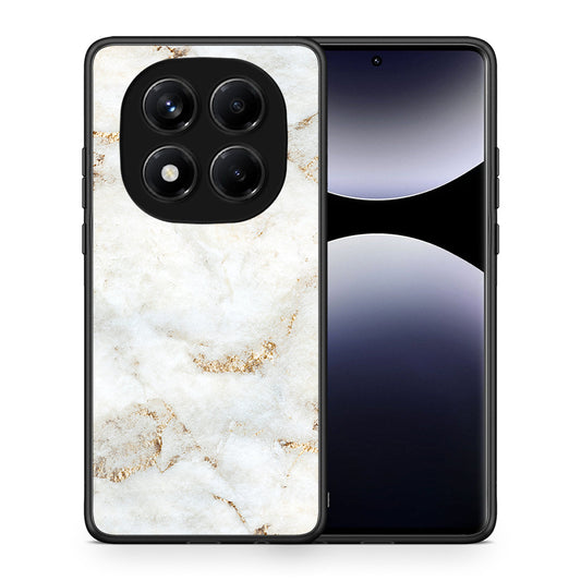 Θήκη Xiaomi Redmi Note 14 Pro 4G White Gold Marble από τη Smartfits με σχέδιο στο πίσω μέρος και μαύρο περίβλημα | Xiaomi Redmi Note 14 Pro 4G White Gold Marble case with colorful back and black bezels