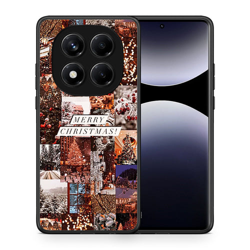 Θήκη Xiaomi Redmi Note 14 Pro 4G Xmas Collage από τη Smartfits με σχέδιο στο πίσω μέρος και μαύρο περίβλημα | Xiaomi Redmi Note 14 Pro 4G Xmas Collage case with colorful back and black bezels