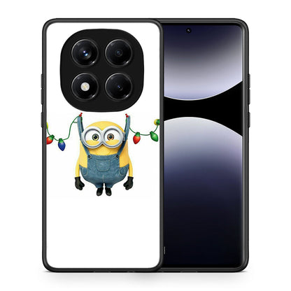 Θήκη Xiaomi Redmi Note 14 Pro 4G Xmas Minion Lights από τη Smartfits με σχέδιο στο πίσω μέρος και μαύρο περίβλημα | Xiaomi Redmi Note 14 Pro 4G Xmas Minion Lights case with colorful back and black bezels