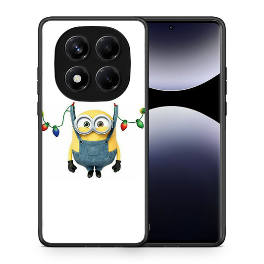 Θήκη Xiaomi Redmi Note 14 Pro 4G Xmas Minion Lights από τη Smartfits με σχέδιο στο πίσω μέρος και μαύρο περίβλημα | Xiaomi Redmi Note 14 Pro 4G Xmas Minion Lights case with colorful back and black bezels