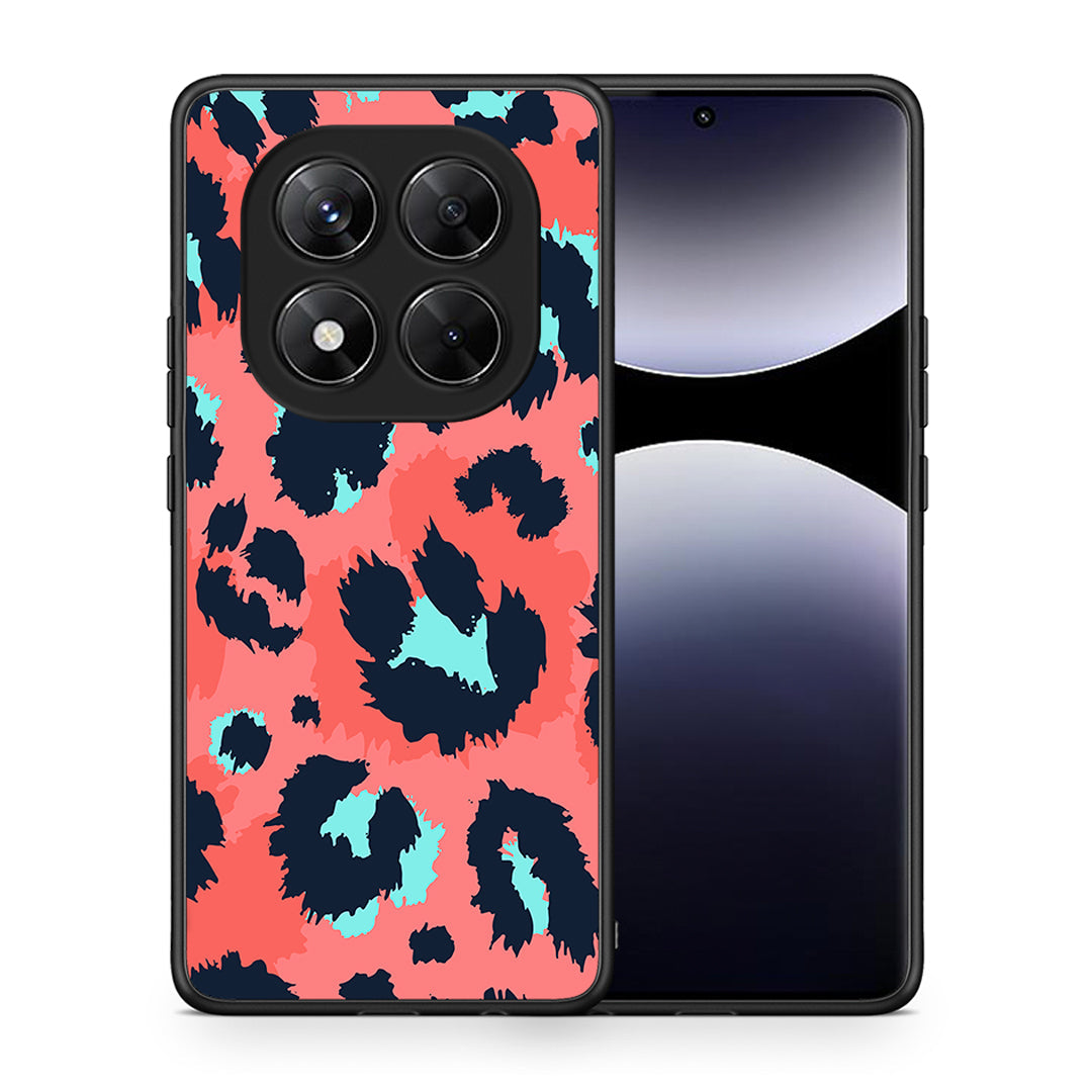 Θήκη Xiaomi Redmi Note 14 Pro 5G / Poco X7 Pink Leopard Animal από τη Smartfits με σχέδιο στο πίσω μέρος και μαύρο περίβλημα | Xiaomi Redmi Note 14 Pro 5G / Poco X7 Pink Leopard Animal case with colorful back and black bezels