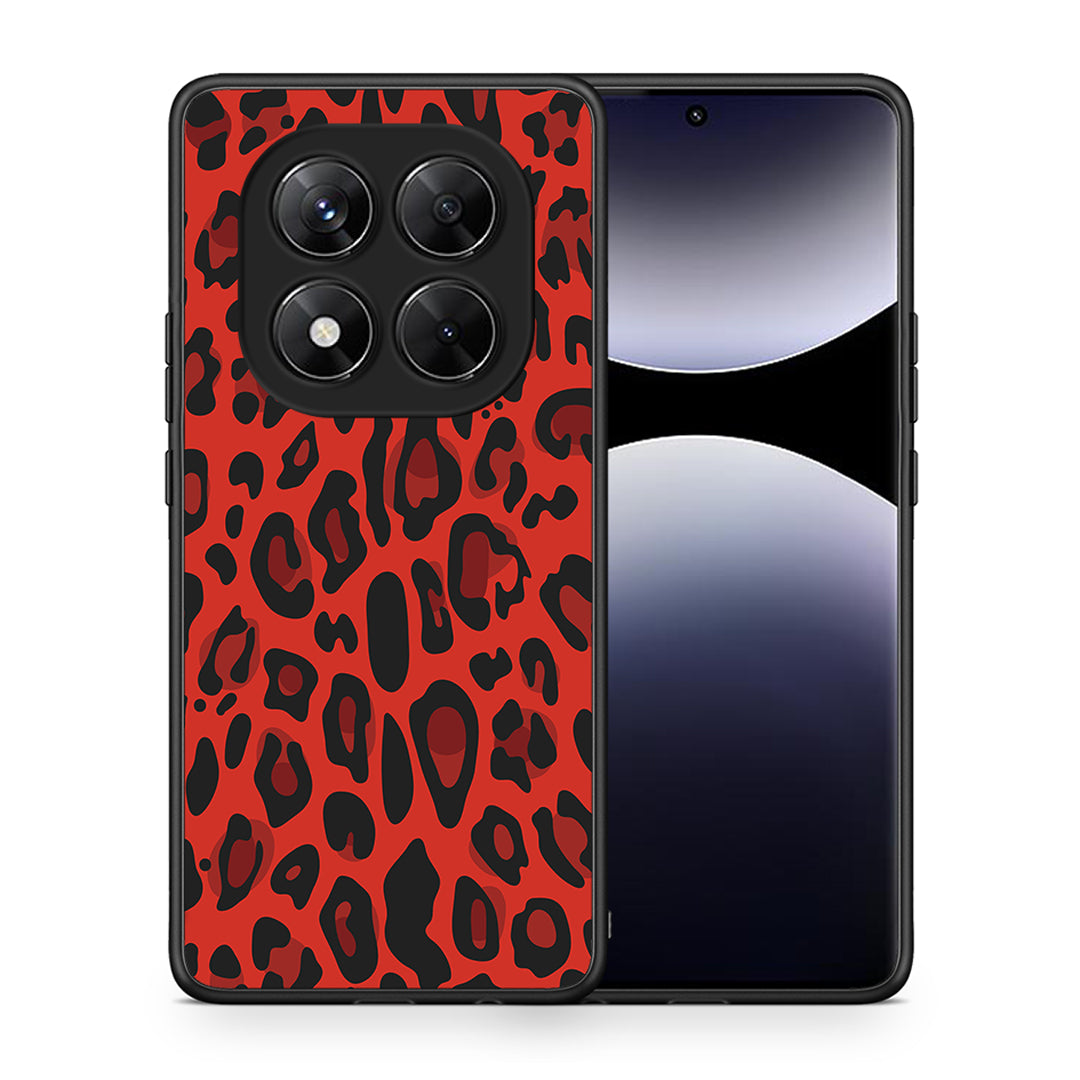 Θήκη Xiaomi Redmi Note 14 Pro 5G / Poco X7 Red Leopard Animal από τη Smartfits με σχέδιο στο πίσω μέρος και μαύρο περίβλημα | Xiaomi Redmi Note 14 Pro 5G / Poco X7 Red Leopard Animal case with colorful back and black bezels