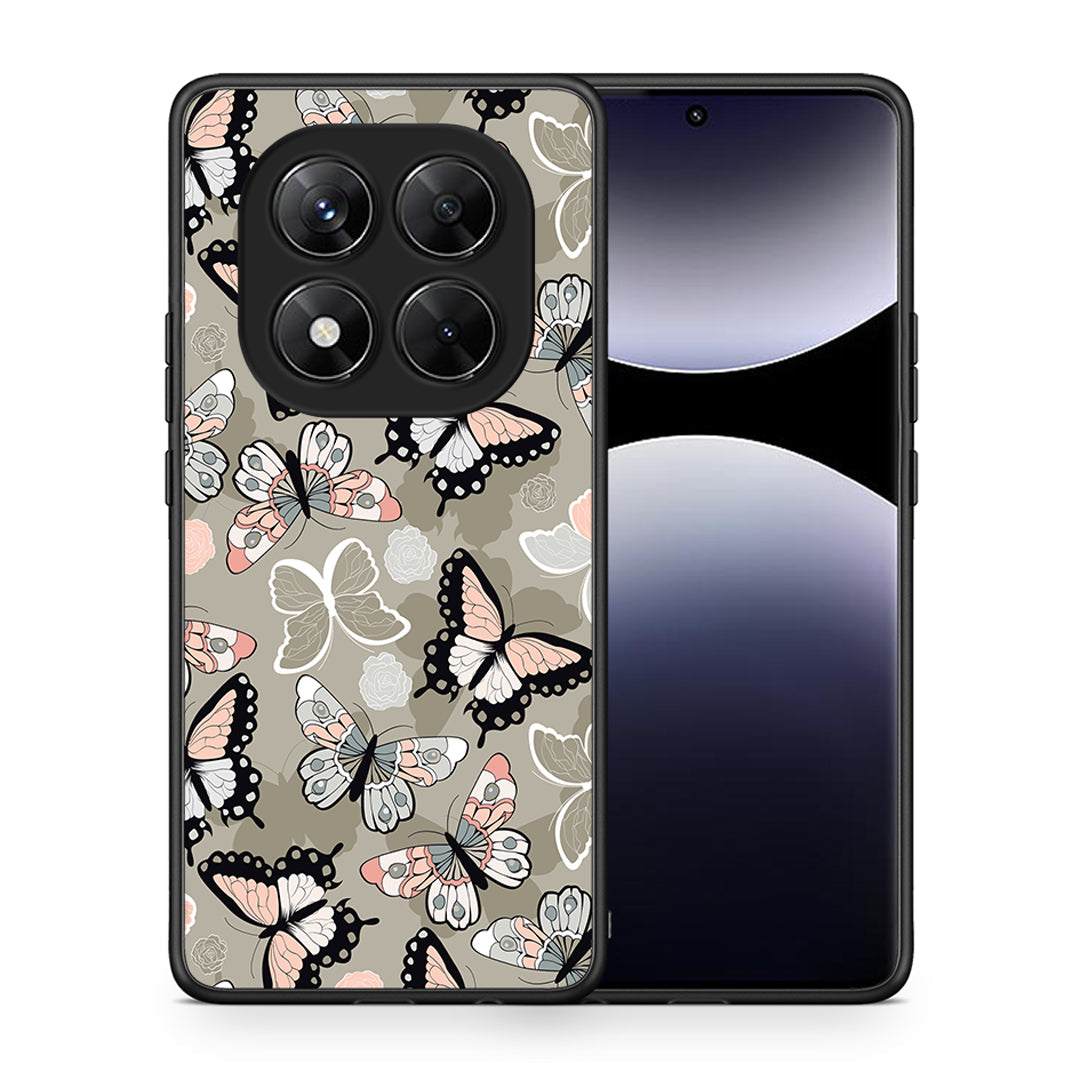 Θήκη Xiaomi Redmi Note 14 Pro 5G / Poco X7 Butterflies Boho από τη Smartfits με σχέδιο στο πίσω μέρος και μαύρο περίβλημα | Xiaomi Redmi Note 14 Pro 5G / Poco X7 Butterflies Boho case with colorful back and black bezels