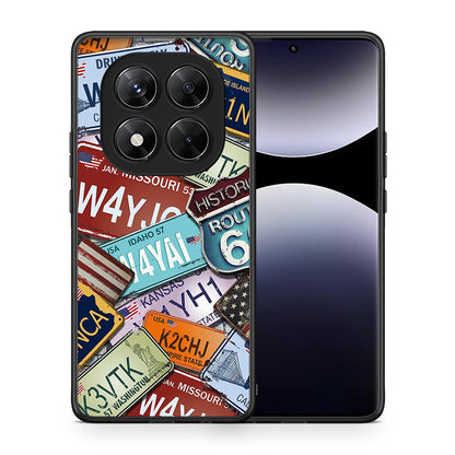 Θήκη Xiaomi Redmi Note 14 Pro 5G / Poco X7 Car Plates από τη Smartfits με σχέδιο στο πίσω μέρος και μαύρο περίβλημα | Xiaomi Redmi Note 14 Pro 5G / Poco X7 Car Plates case with colorful back and black bezels