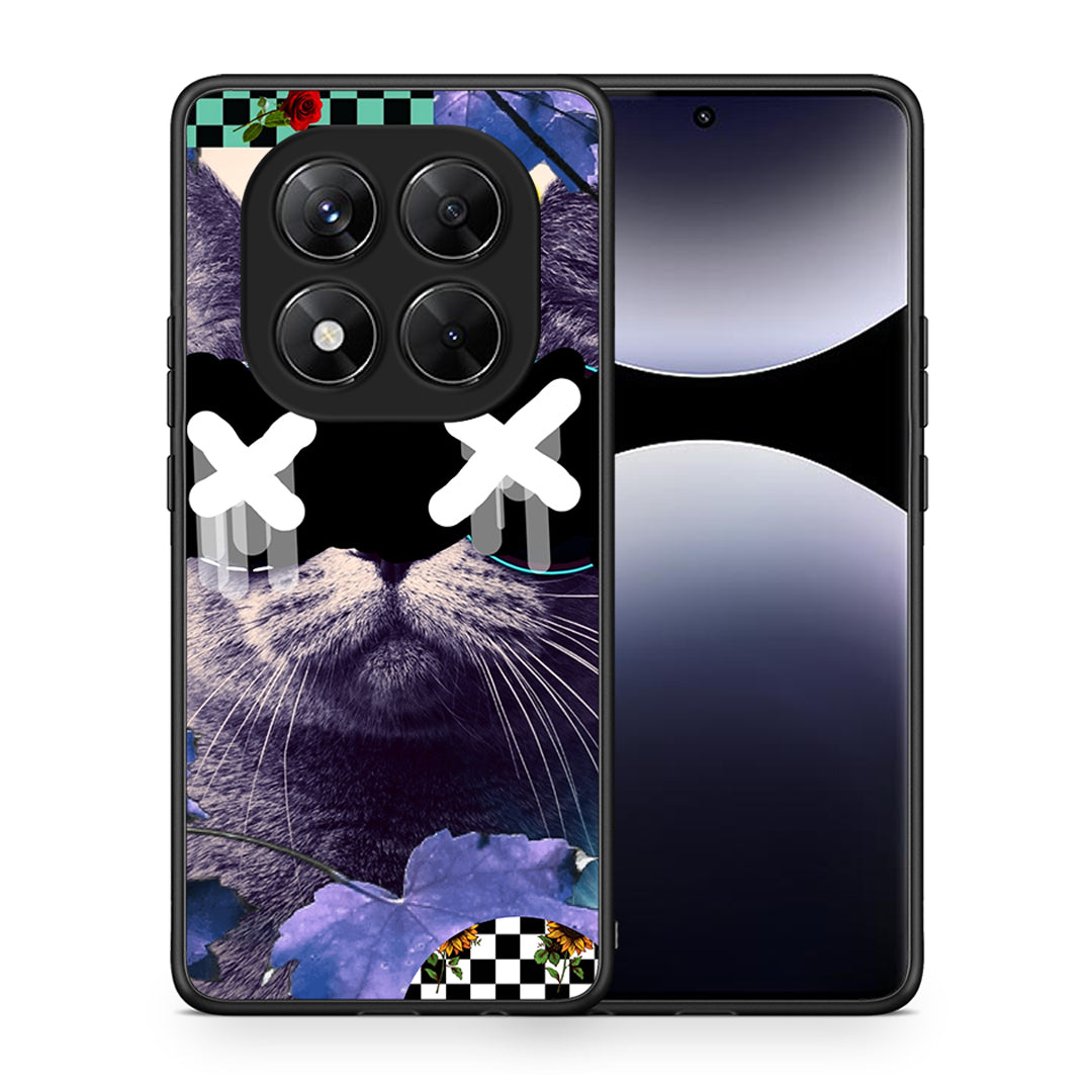 Θήκη Xiaomi Redmi Note 14 Pro 5G / Poco X7 Cat Collage από τη Smartfits με σχέδιο στο πίσω μέρος και μαύρο περίβλημα | Xiaomi Redmi Note 14 Pro 5G / Poco X7 Cat Collage case with colorful back and black bezels