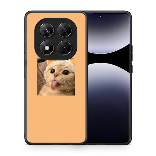 Θήκη Xiaomi Redmi Note 14 Pro 5G / Poco X7 Cat Tongue από τη Smartfits με σχέδιο στο πίσω μέρος και μαύρο περίβλημα | Xiaomi Redmi Note 14 Pro 5G / Poco X7 Cat Tongue case with colorful back and black bezels