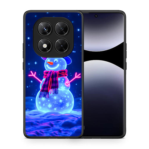 Θήκη Xiaomi Redmi Note 14 Pro 5G / Poco X7 Christmas Neon Snowman από τη Smartfits με σχέδιο στο πίσω μέρος και μαύρο περίβλημα | Xiaomi Redmi Note 14 Pro 5G / Poco X7 Christmas Neon Snowman case with colorful back and black bezels