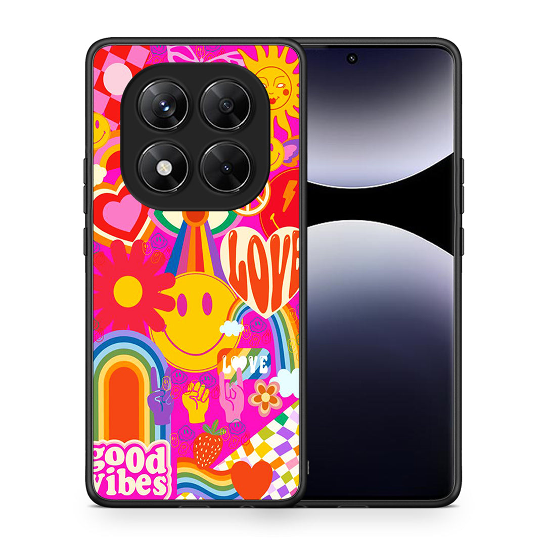 Θήκη Xiaomi Redmi Note 14 Pro 5G / Poco X7 Hippie Love από τη Smartfits με σχέδιο στο πίσω μέρος και μαύρο περίβλημα | Xiaomi Redmi Note 14 Pro 5G / Poco X7 Hippie Love case with colorful back and black bezels